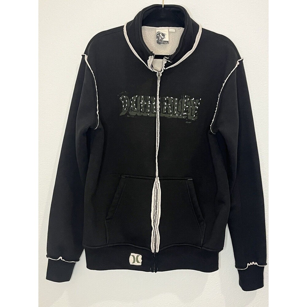 Hurley Men's Sherpa Lined Full Zip Black‎ Streetwear Jacket  Size Large